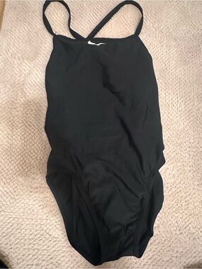 Nike Kids Black One-Piece Swimsuit with White Swoosh